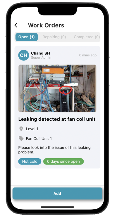Cerev Work Order Screenshot